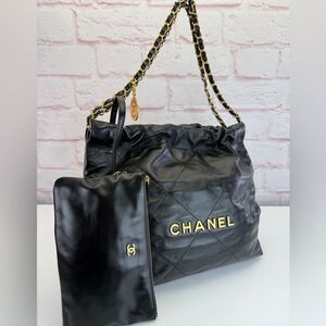 Chanel Shiny Calfskin Quilted Small Chanel 22 Black
